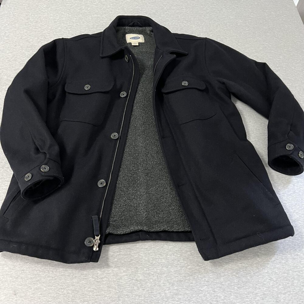 Vintage‎ Y2K Old Navy Jacket Mens Medium Navy Wool Blend Fleece Lined Shacket
